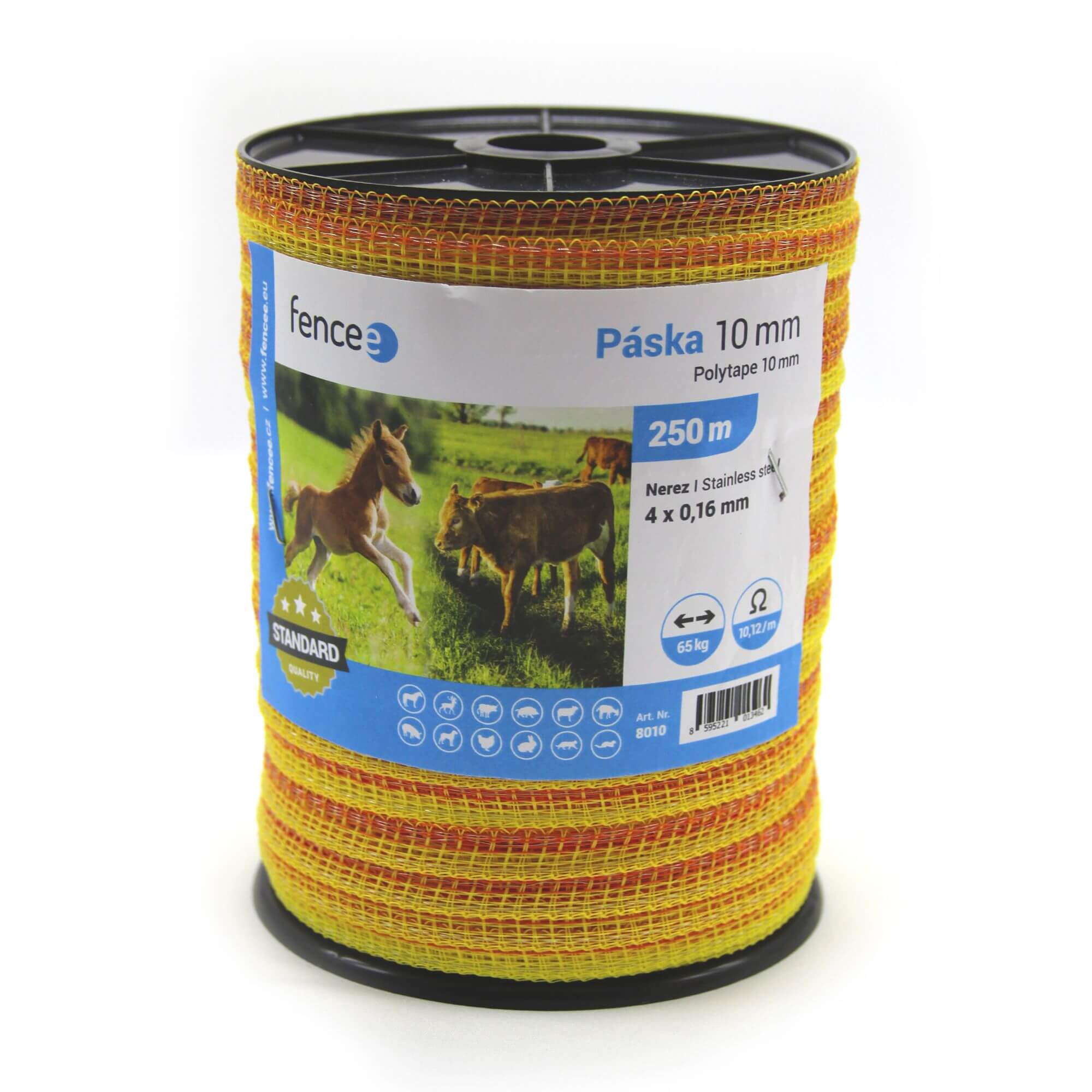 Páska pro elektrický ohradník - žluto-oranžová 10mm x 250m