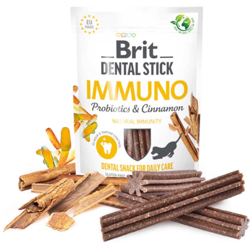 Brit Dog Dental Stick Immuno with Probiotics & Cinnamon 7 pcs 251g